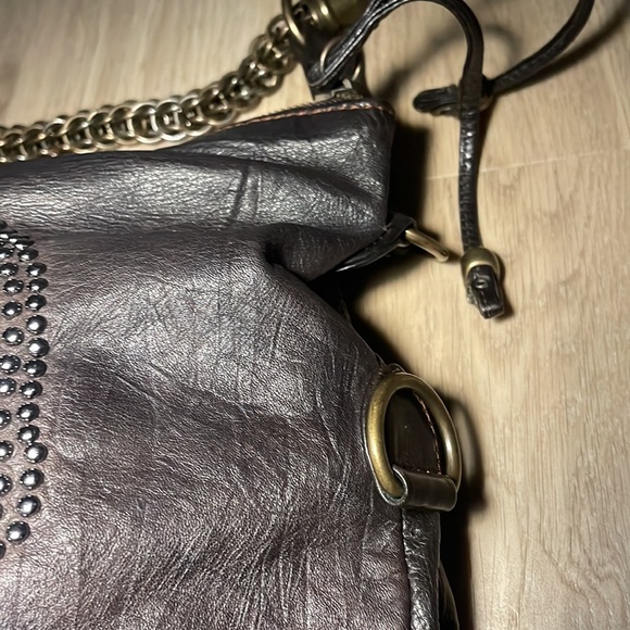 Thomas Wylde Dark Chocolate Leather Bag with Stoned Decorative Skull Head - Picture 7 of 16